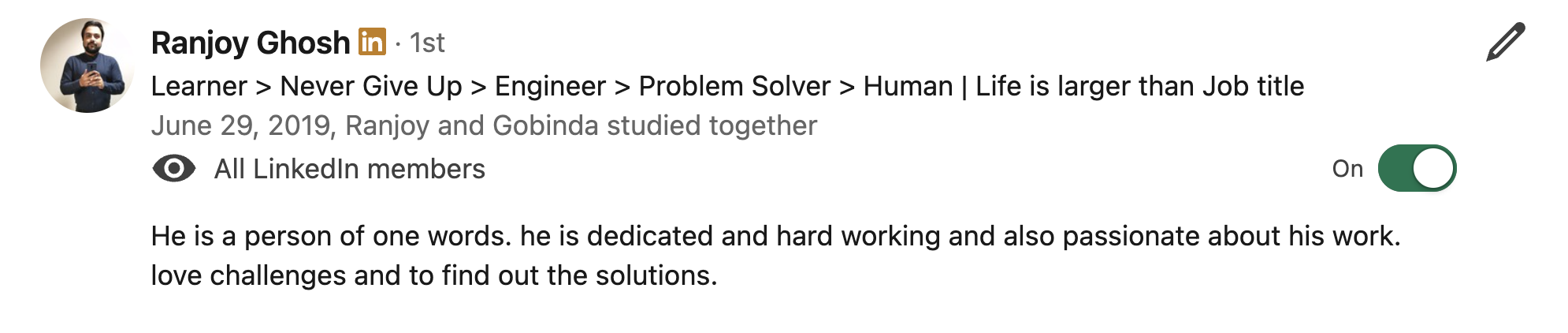 LinkedIn Recommendation 1