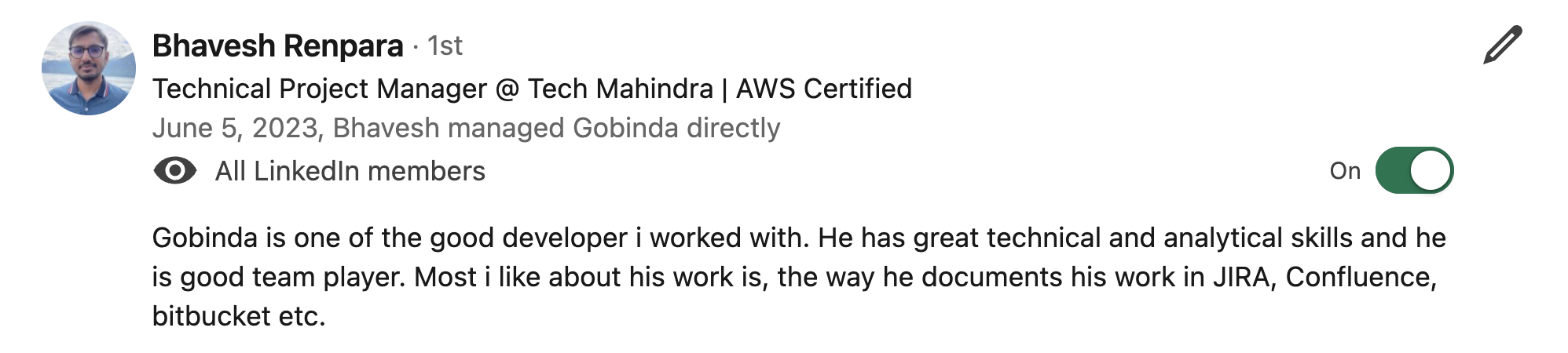 LinkedIn Recommendation 12