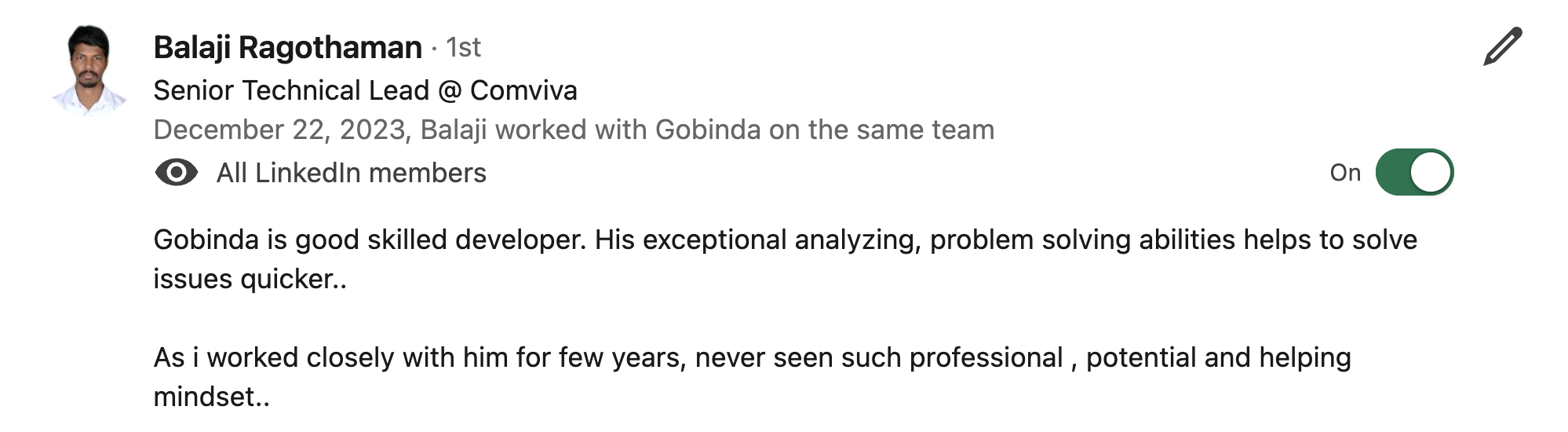 LinkedIn Recommendation 17