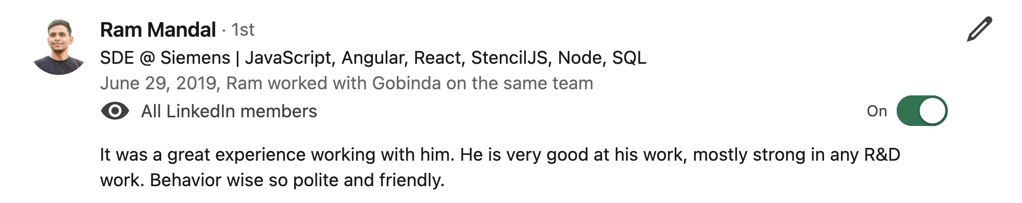 LinkedIn Recommendation 2
