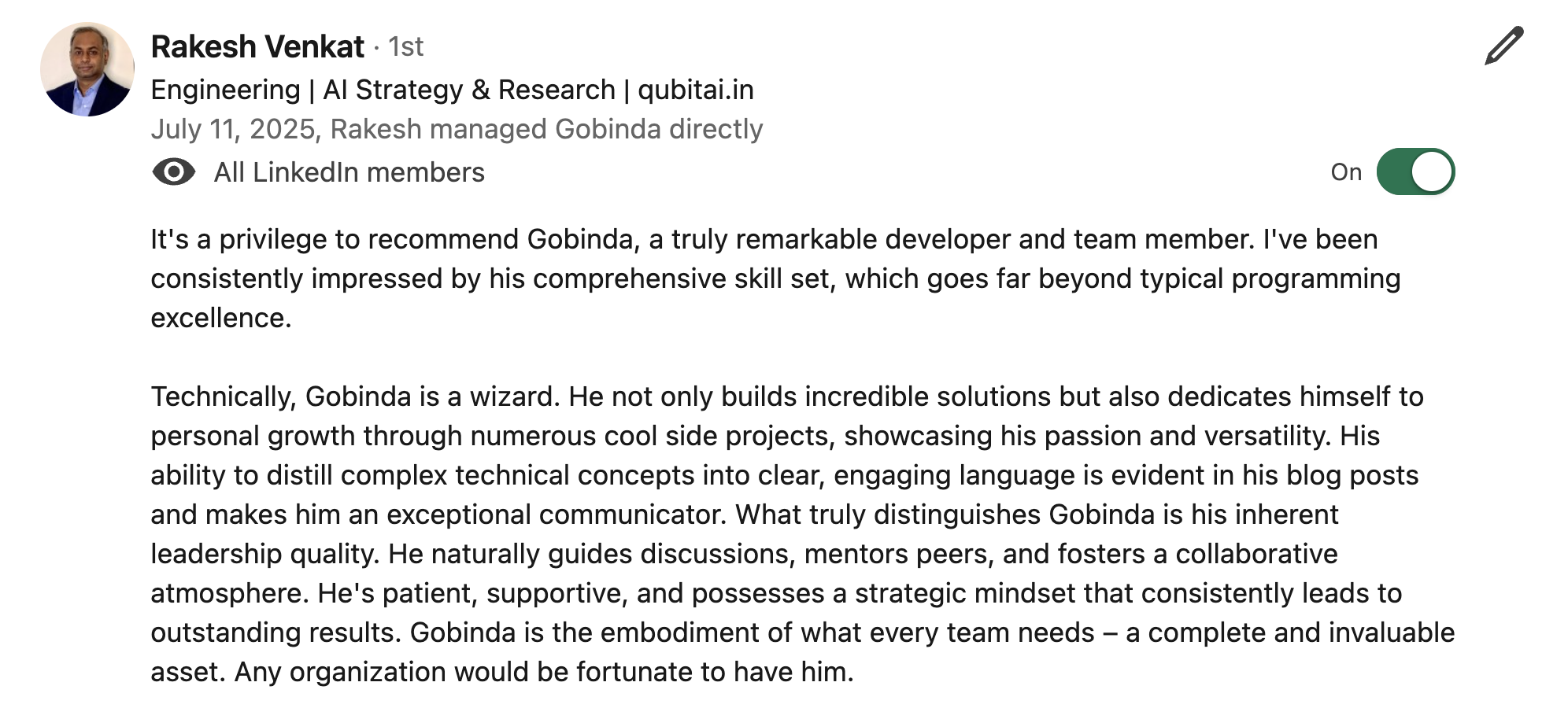 LinkedIn Recommendation 21