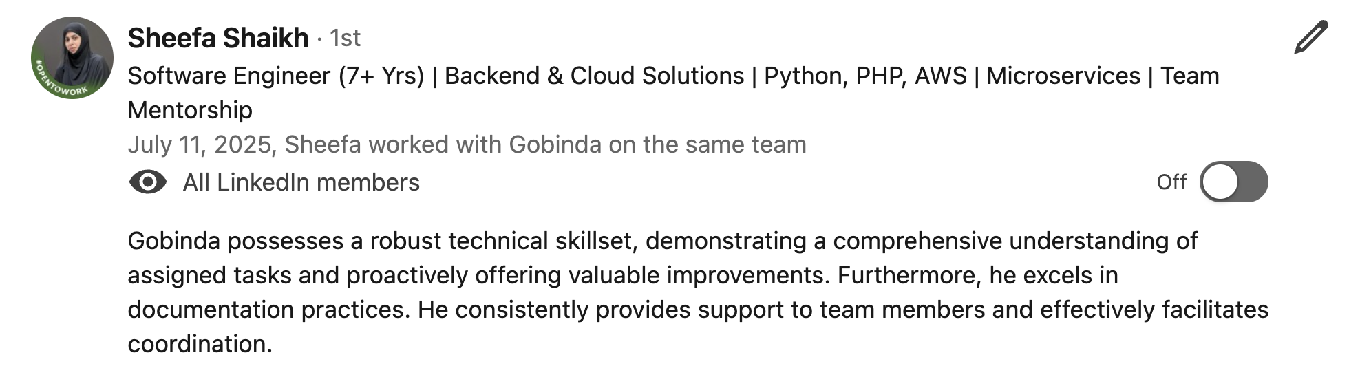 LinkedIn Recommendation 22