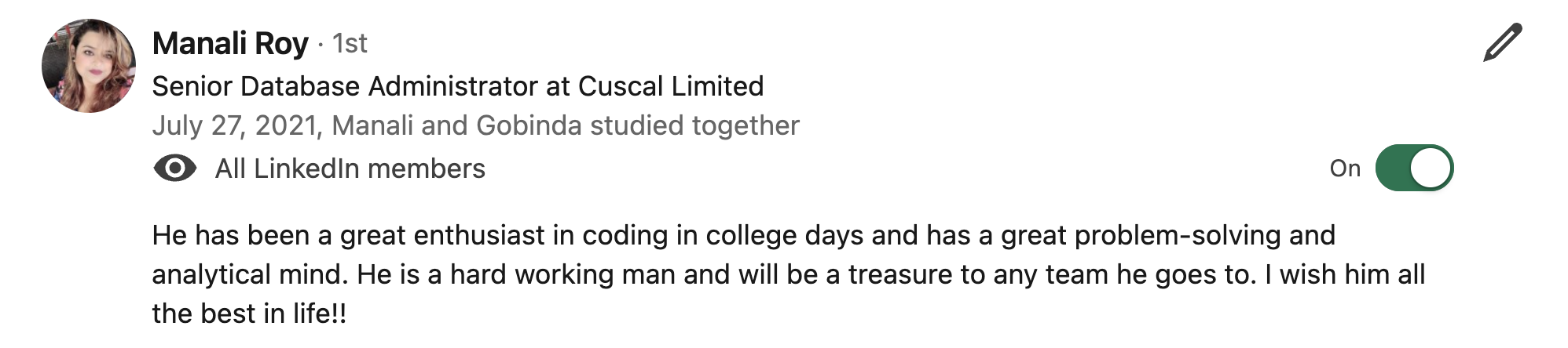 LinkedIn Recommendation 7