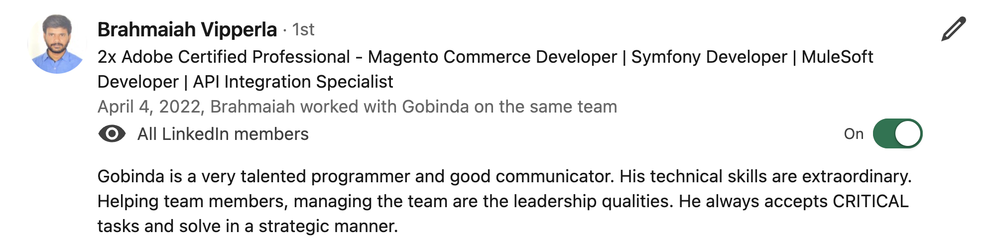 LinkedIn Recommendation 9